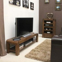 Baumhaus Shiro Solid Walnut 2 Piece Living Room Entertainment Furniture Set