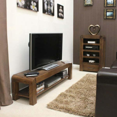 Baumhaus Shiro Solid Walnut 2 Piece Living Room Entertainment Furniture Set
