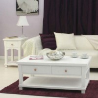 Baumhaus Hampton White Solid Ash 2 Piece Living Room Furniture Set