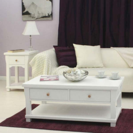 Baumhaus Hampton White Solid Ash 2 Piece Living Room Furniture Set