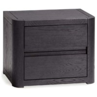 Hasena Kari Solid Oak 2 Drawer Bedside Table in Black