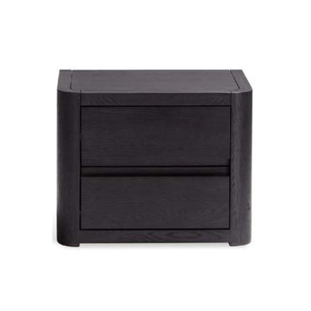 Hasena Kari Solid Oak 2 Drawer Bedside Table in Black