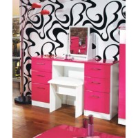 Welcome Furniture Emmeline High Gloss High Gloss Dressing Table in White and Pink - dressing table only