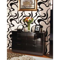 Welcome Furniture Emmeline High Gloss 3+3 Drawer Chest in Black