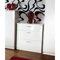 Welcome Furniture Emmeline High Gloss 3 Drawer Chest in White