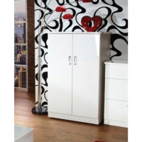 Welcome Furniture Emmeline High Gloss 2 Door Low Wardrobe in White