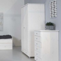 Mansa Solid Pine 2 Door 2 Drawer Wardrobe in White