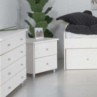 Oestergaard Mansa Solid Pine 2 Drawer Bedside Table in White