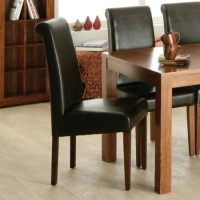Islar Solid Wood Upholstered Dining Chair in Brown - 