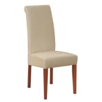Islar Solid Wood Upholstered Dining Chair in Cream - 