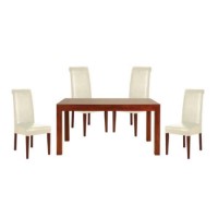 Islar Solid Wood Rectangular 4 Seater Dining Set with Cream Chairs - 