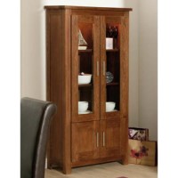Zone Calza Oak Glazed 2 Door Display Cabinet