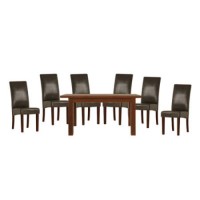 Calza Oak Rectangular Extending 6 Seater Dining Set with Brown Upholstered Chairs