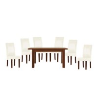 Calza Oak Rectangular Extending 6 Seater Dining Set with Cream Upholstered Chairs