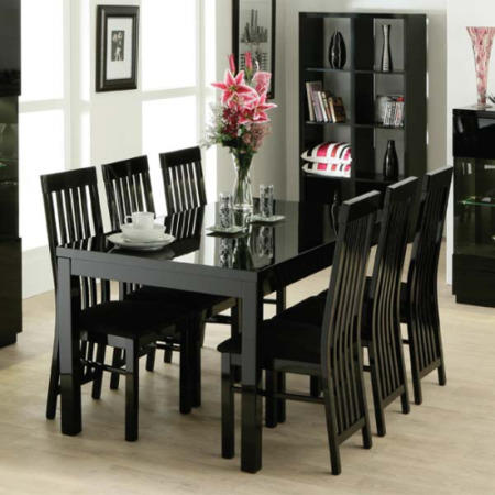 Zone Dazzle High Gloss Black Rectangular Dining Table