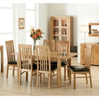 Acre Oak Rectangular Extending 4 Seater Dining Set with Slat Back Chairs - 