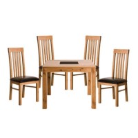 Acre Oak Square 4 Seater Dining Set with Slat Back Chairs - 
