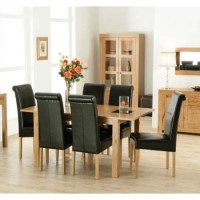 Acre Oak Rectangular Extending 4 Seater Dining Set with Roll Back Chairs