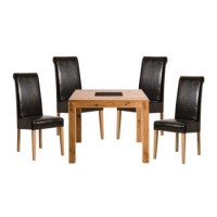 Acre Oak Square 4 Seater Dining Set with Roll Back Chairs