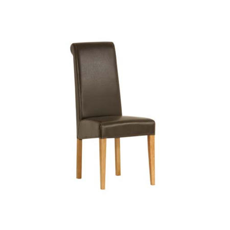 Zone Jenson Oak Roll Back Upholstered Dining Chair in Brown