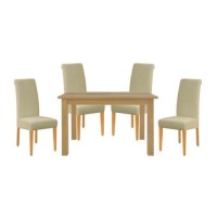 Jenson Oak Rectangular 4 Seater Dining Set with Cream Roll Back Chairs