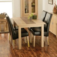 Jenson Oak Rectangular 4 Seater Dining Set with Brown Upholstered Chairs