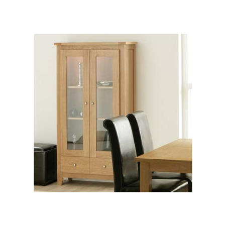 Zone Mallory Oak Glazed 2 Door Display Cabinet