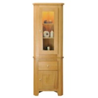 Zone Mallory Oak Glazed Corner Display Cabinet