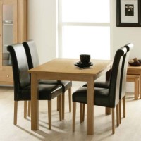 Zone Mallory Oak Rectangular Extending 4 Seater Dining Set with Upholstered Roll Back Chairs