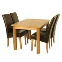 Zone Mallory Oak Rectangular 4 Seater Dining Set with Upholstered Chairs