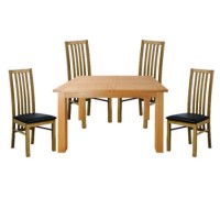 Zone Mallory Oak Rectangular Extending Dining Set with Slat Back Chairs - with 4 chairs