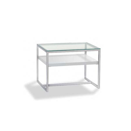 Hasena Caro Side Table in Matt and White with Glass Top
