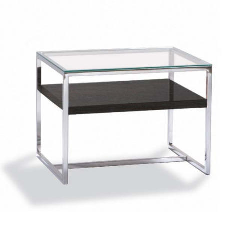 Hasena Caro Side Table in Chrome and Wenge with Glass Top