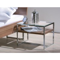 Hasena Caro Side Table in Chrome and Walnut with Glass Top