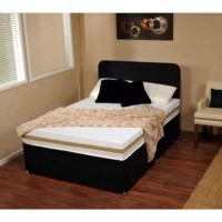 Visco Therapy Dusk Faux Suede Divan Bed in Black with Memory Foam Co Visco 2000 Memory Foam Mattress with vCool - single divan and mattress