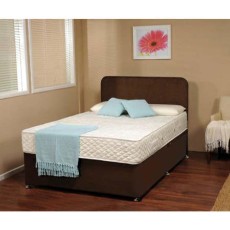 Visco Therapy Dusk Faux Suede Divan Bed in Brown with Memory Foam Co Visco 4000 Platinum Memory Foam Mattress - single divan and mattress