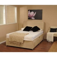 Visco Therapy Dusk Faux Suede Divan Bed in Beige with Memory Foam Co Visco 1000 Memory Foam Mattress with vCool - double divan and mattress