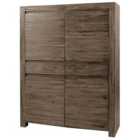 Alpes Developpement Cosmos Grey Tinted Solid Teak 4 Door 2 Drawer Storage Cabinet