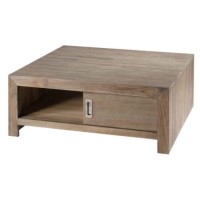 Alpes Developpement Cosmos Grey Tinted Solid Teak Square Storage Coffee Table