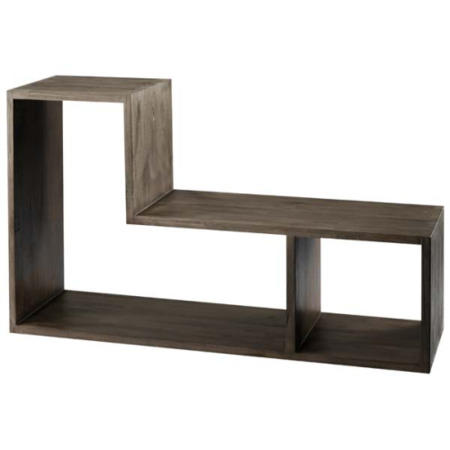 Cosmo Grey Tinted Solid Teak L Shape Display Unit - 