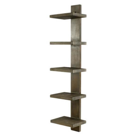 Alpes Developpement Cosmos Grey Tinted Solid Teak Wall Shelves