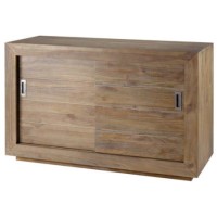 Alpes Developpement Cosmos Grey Tinted Solid Teak 2 Sliding Door Sideboard