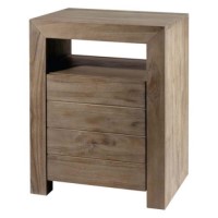 Alpes Developpement Cosmos Grey Tinted Solid Teak 1 Door Lamp Table