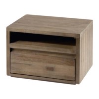 Alpes Developpement Cosmos Grey Tinted Solid Teak 1 Drawer Bedside Chest