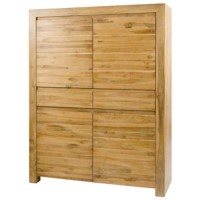 Alpes Developpement Cosmos Bleached Solid Teak 4 Door 2 Drawer Storage Cabinet