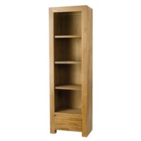 Alpes Developpement Cosmos Bleached Solid Teak 1 Drawer Narrow Bookcase