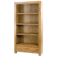 Cosmo Bleached Solid Teak 1 Drawer Wide Bookcase - 