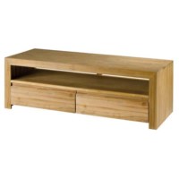 Alpes Developpement Cosmos Bleached Solid Teak 1 Niche 2 Drawer TV Cabinet 