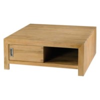 Alpes Developpement Cosmos Bleached Solid Teak Square Storage Coffee Table