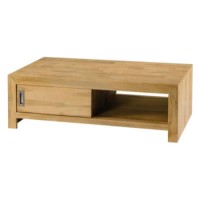 Alpes Developpement Cosmos Bleached Solid Teak Rectangular Storage Coffee Table